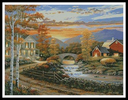 Brookside Farm At Sunset - Artecy Cross Stitch
