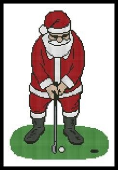 Santa Playing Golf - Artecy Cross Stitch