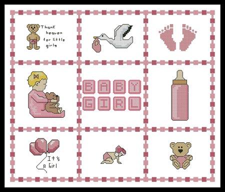 Baby Girl Sampler Small - Artecy Cross Stitch