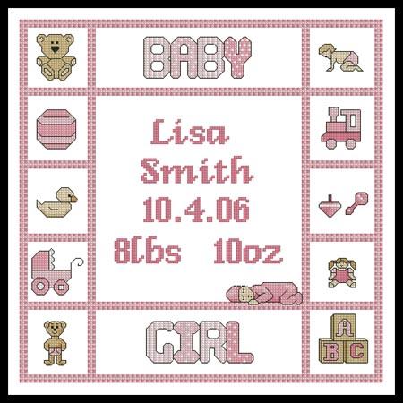 Baby Girl Sampler 1 - Artecy Cross Stitch