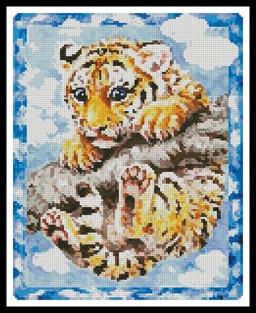 Tiger Cub On A Branch - Artecy Cross Stitch