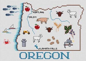 Oregon Map - Sue Hillis Designs