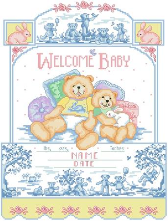 Bears On Toile Birth Record - Kooler Design Studio