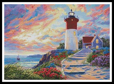 Colourful Lighthouse At Sunset - Artecy Cross Stitch
