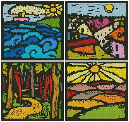 Colourful Landscape Sampler - Artecy Cross Stitch