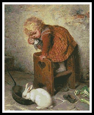 Little Girl With A Rabbit - Artecy Cross Stitch