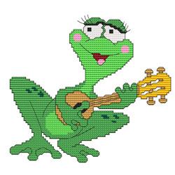 Funny Frog Guitar - Cross Stitch Wonders
