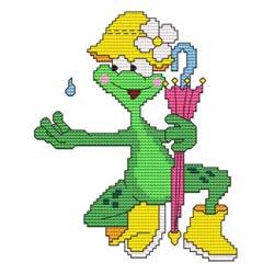 Funny Frog Rain - Cross Stitch Wonders