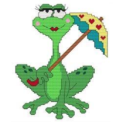 Funny Frog Umbrella - Cross Stitch Wonders