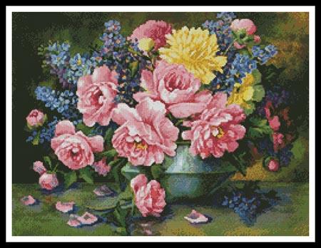Roses And Delphinium - Artecy Cross Stitch