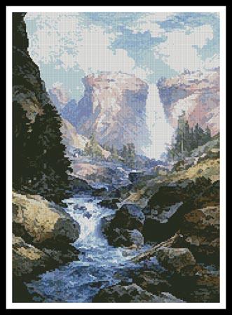 Waterfall In Yosemite - Artecy Cross Stitch