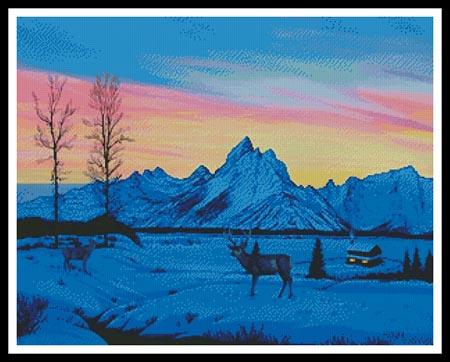 Teton Sunset In Winter - Artecy Cross Stitch