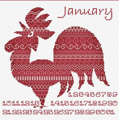 AAN Animal Calendar: January/Rooster - Alessandra Adelaide Needleworks