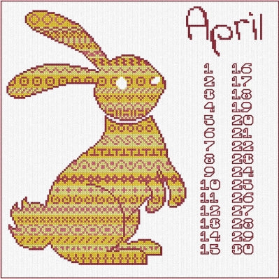 AAN Animal Calendar: April/Rabbit - Alessandra Adelaide Needleworks
