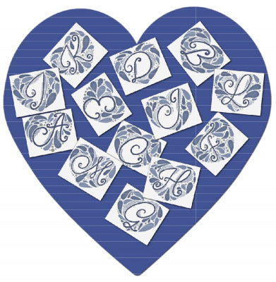 Heart Monogram (A - M) - Alessandra Adelaide Needleworks