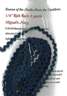 Miguel's Navy 1/4" Rick Rack - Dames of the Needle