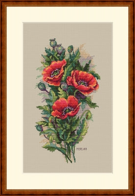 Vintage Poppies (Evenweave Fabric) - Merejka