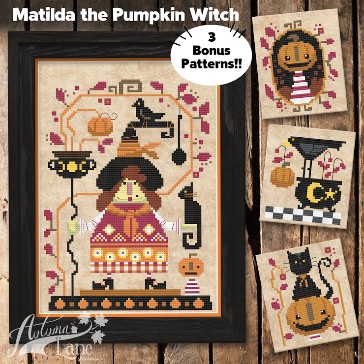 Matilda The Pumpkin Witch - Autumn Lane Stitchery