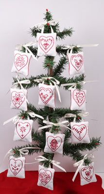 Redwork Hearts Mini Ornaments - The Posy Collection