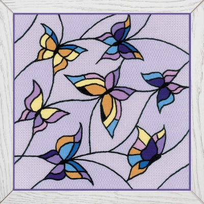 Butterflies Stained Glass Window Cushion/Panel - Riolis