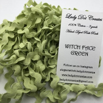 Witch Face Green Rick Rack 1/2" - Lady Dot Creates