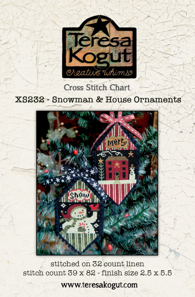 Snowman & House Ornaments - Teresa Kogut