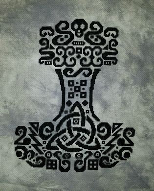 Tribal Thor's Hammer - White Willow Stitching