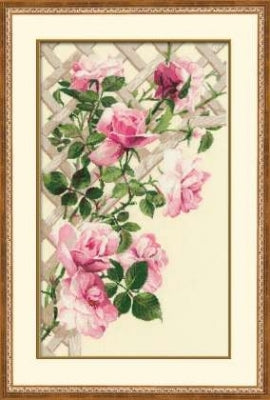 Pink Roses On Lattice - Riolis