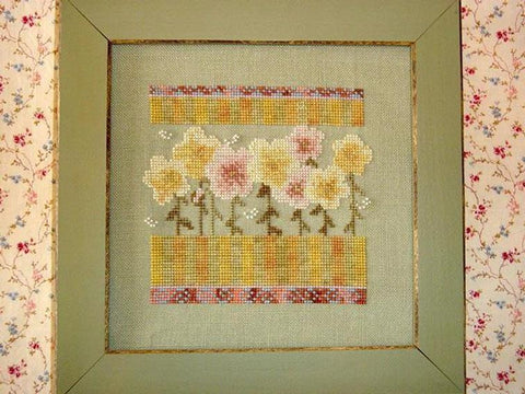Wildflowers in Sage and Stripes - Country Garden Stitchery