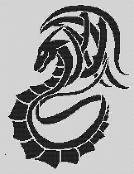 Tribal Dragon - White Willow Stitching