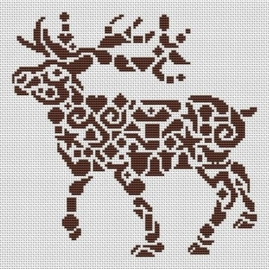 Tribal Reindeer - White Willow Stitching