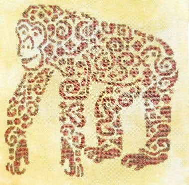 Tribal Chimpanzee - White Willow Stitching